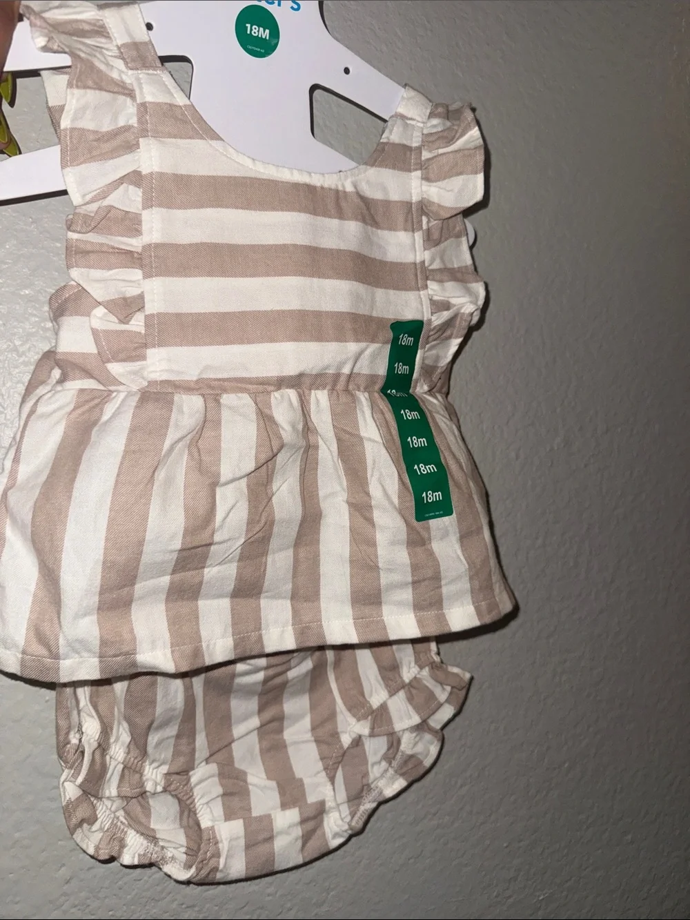 Carter's Beige and White Striped Ruffle Baby Set